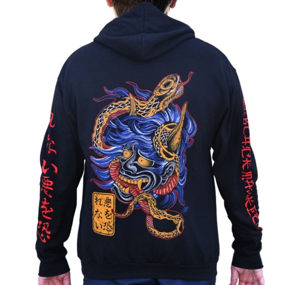 Scorned Japanese Demon Tattoo Art Black Hoodie S- M-L-XL-2XL NWT - Picture 2 of 9